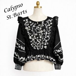 NWT Calypso St.Barth Floral Embroidered Bohemian Blouse. Women’s XL